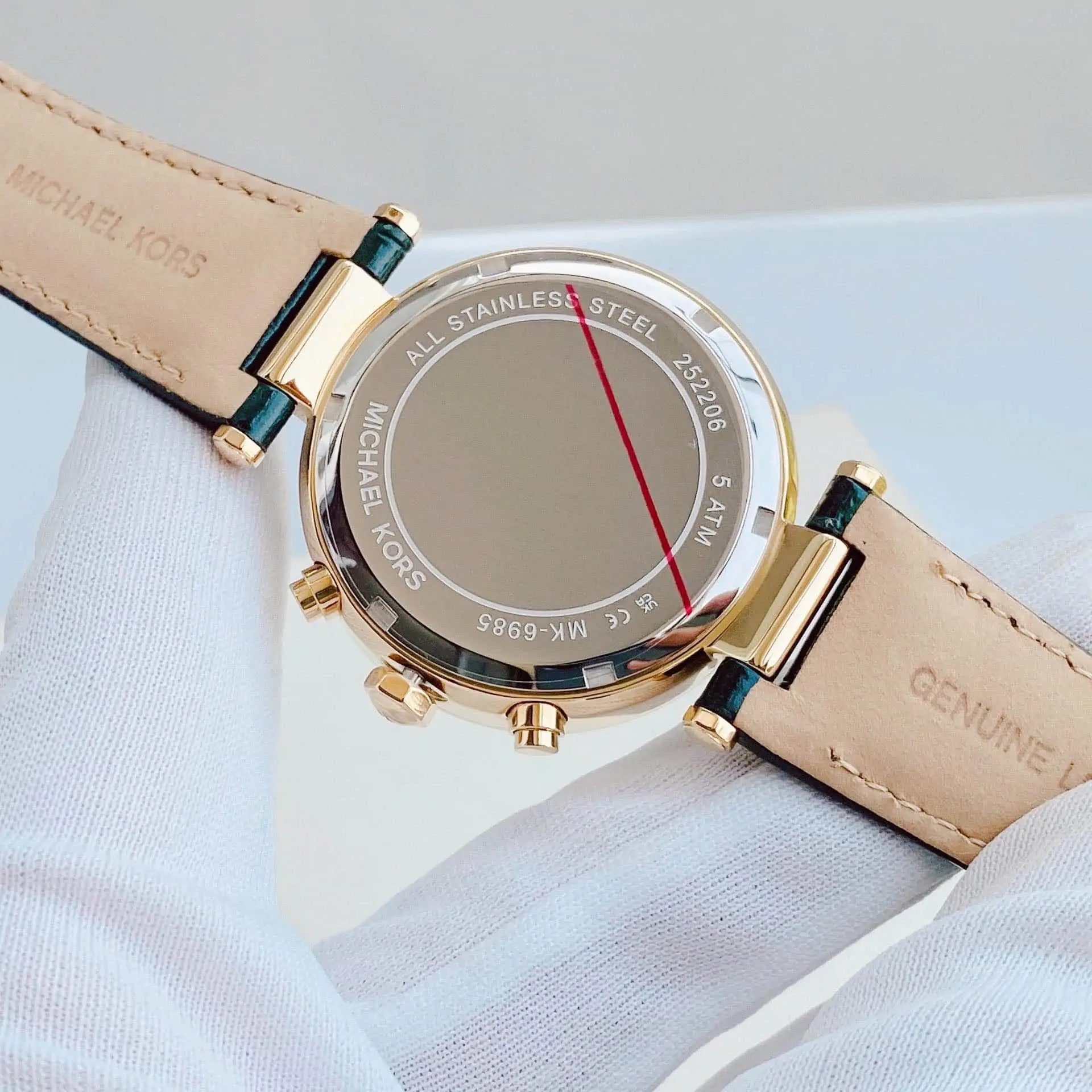  Shop Authentic Michael Kors Parker Chronograph Green Dial Green Leather Strap Watch For Women - MK6985 - Luxxuri