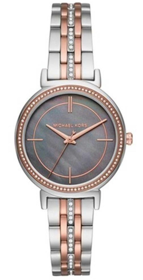  Shop Authentic Michael Kors Cinthia Mother of Pearl Grey Dial Two Tone Steel Strap Watch for Women - MK3642 - Luxxuri