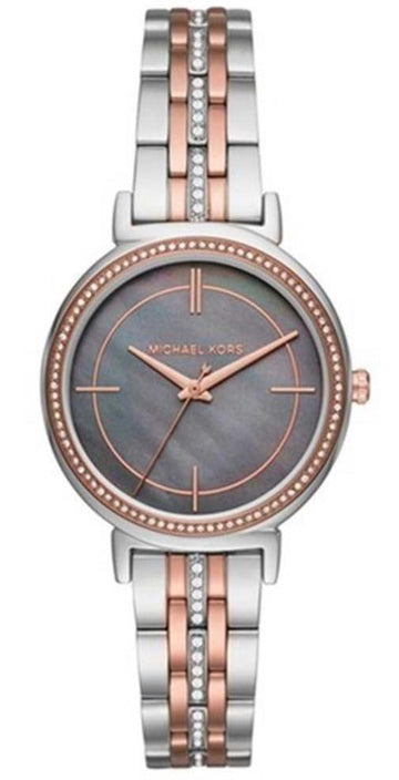  Shop Authentic Michael Kors Cinthia Mother of Pearl Grey Dial Two Tone Steel Strap Watch for Women - MK3642 - Luxxuri
