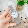  Shop Authentic Calvin Klein Minimal White Dial Silver Mesh Bracelet Watch for Women - K3M5215X - Luxxuri