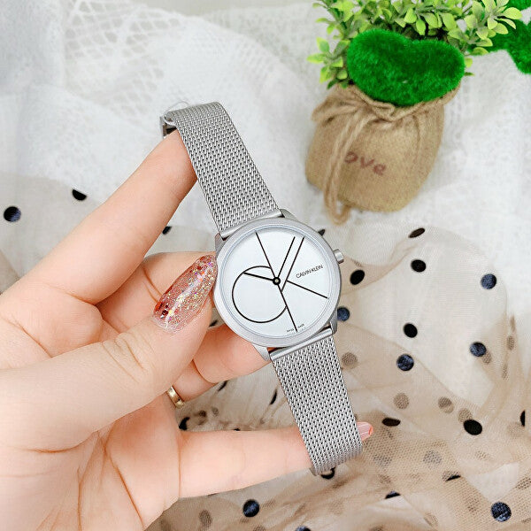  Shop Authentic Calvin Klein Minimal White Dial Silver Mesh Bracelet Watch for Women - K3M5215X - Luxxuri