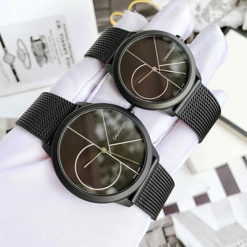  Shop Authentic Calvin Klein Minimal Black Dial Black Mesh Bracelet Watch for Women - K3M5245X - Luxxuri