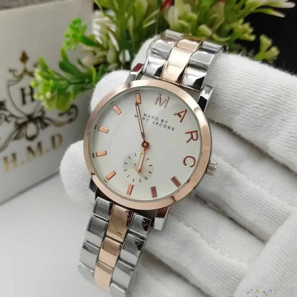  Shop Authentic Marc Jacobs Baker White Dial Two Tone Steel Strap Watch for Women - MBM3331 - Luxxuri