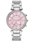  Shop Authentic Michael Kors Parker Chronograph Pink Dial Silver Steel Strap Watch For Women - MK6105 - Luxxuri