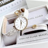  Shop Authentic Michael Kors Pyper Quartz Silver Dial White Leather Strap Watch For Women - MK1037 - Luxxuri