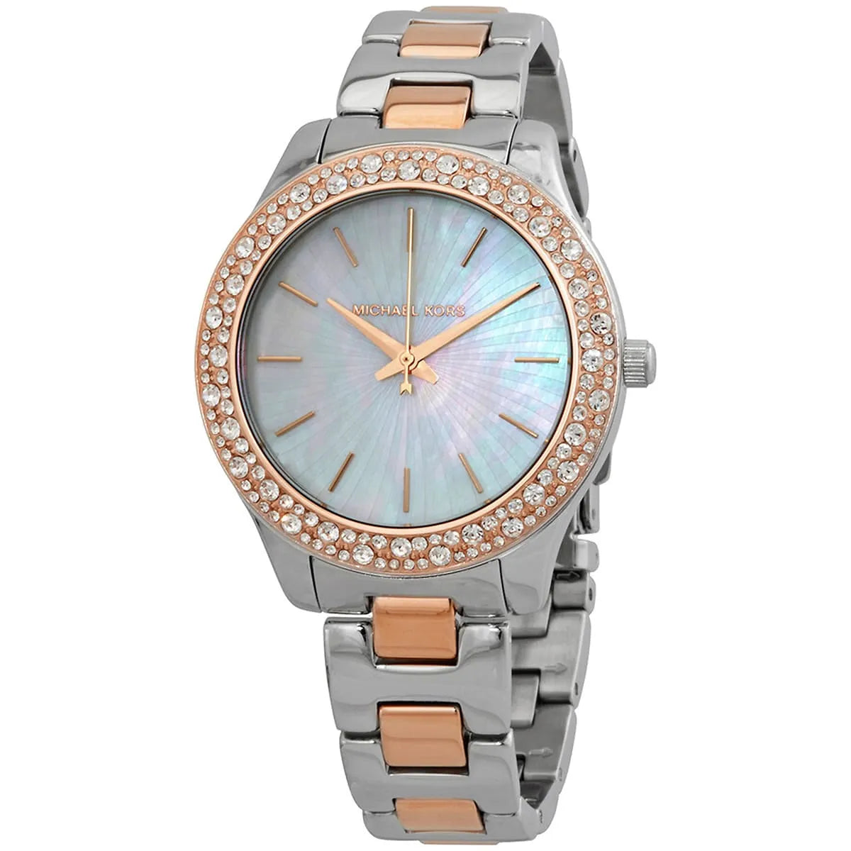 Shop Authentic Michael Kors Liliane Quartz Mother of Pearl White Dial Two Tone Steel Strap Watch For Women - MK1048 - Luxxuri