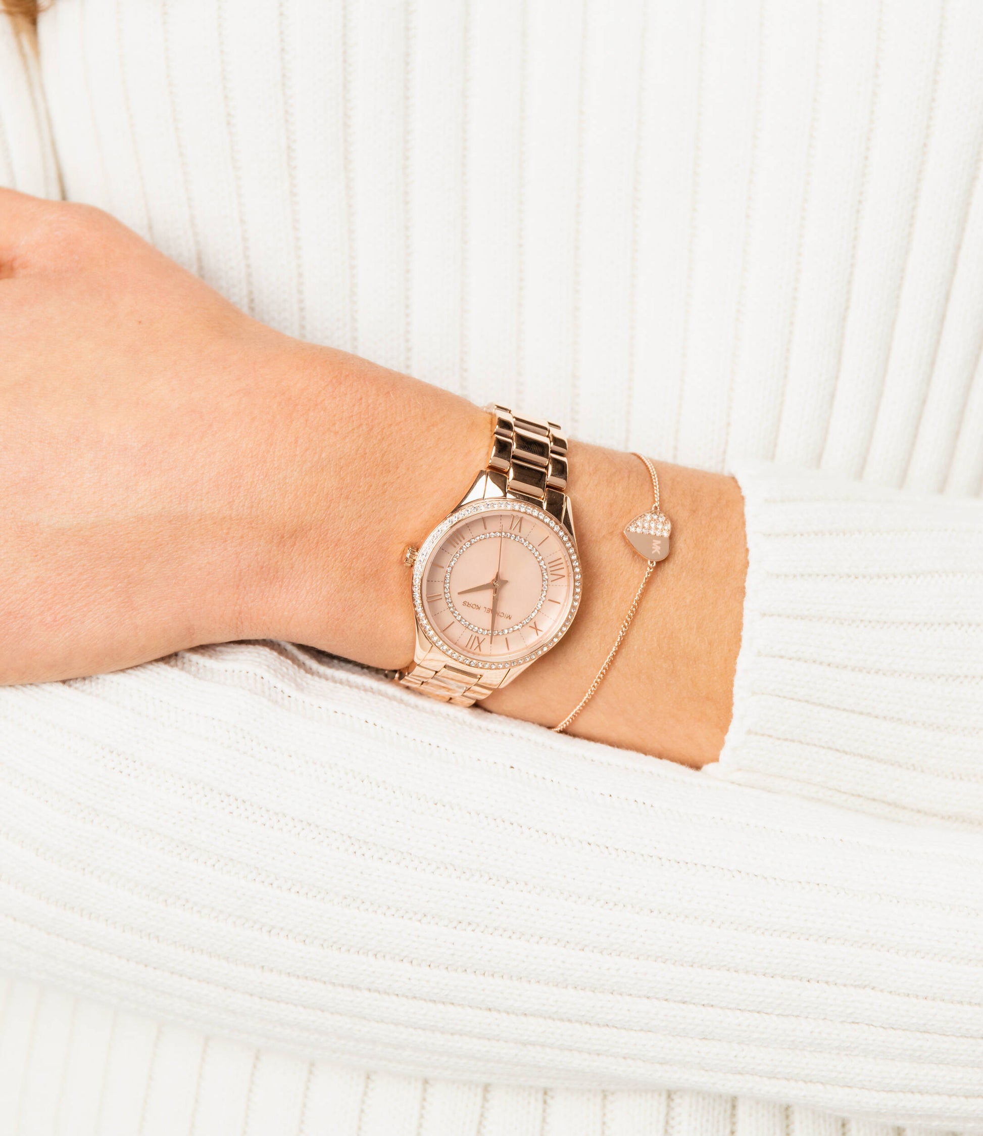  Shop Authentic Michael Kors Lauryn Mother of Pearl Dial Rose Gold Dial Rose Gold Steel Strap Watch For Women - MK4491 - Luxxuri