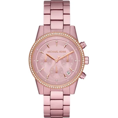  Shop Authentic Michael Kors Ritz Chronograph Rose Gold Dial Rose Gold Steel Strap Watch For Women - MK6753 - Luxxuri