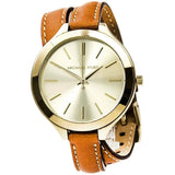  Shop Authentic Michael Kors Runway Gold Dial Brown Leather Strap Watch For Women - MK2256 - Luxxuri