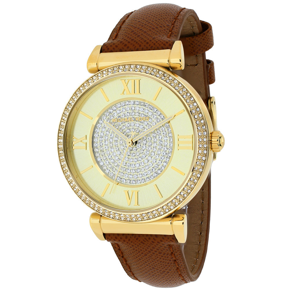  Shop Authentic Michael Kors Catlin Champagne Dial Brown Leather Strap Watch for Women - MK2375 - Luxxuri