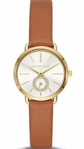  Shop Authentic Michael Kors Portia Quartz White Dial Brown Leather Strap Watch For Women - MK2734 - Luxxuri