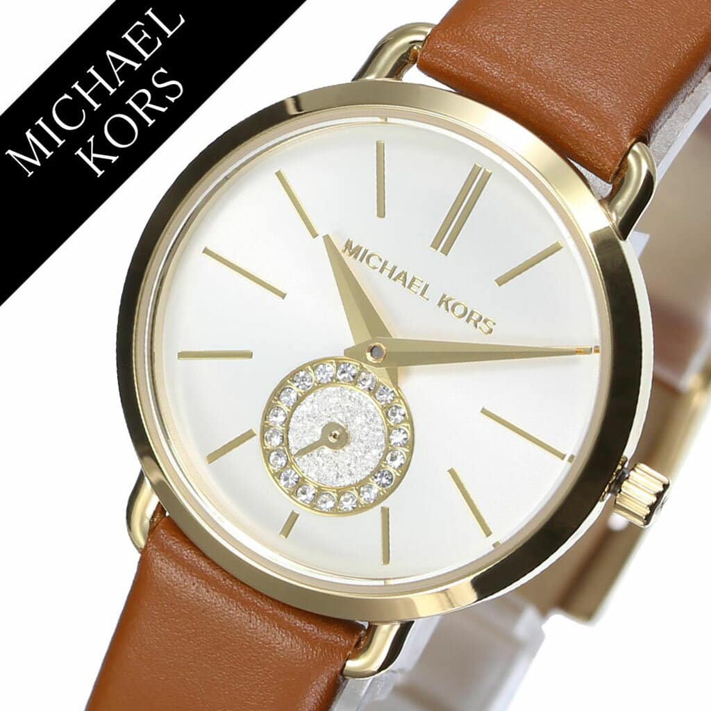 Michael Kors Portia Quartz White Dial Brown Leather Strap Watch For Women - MK2734