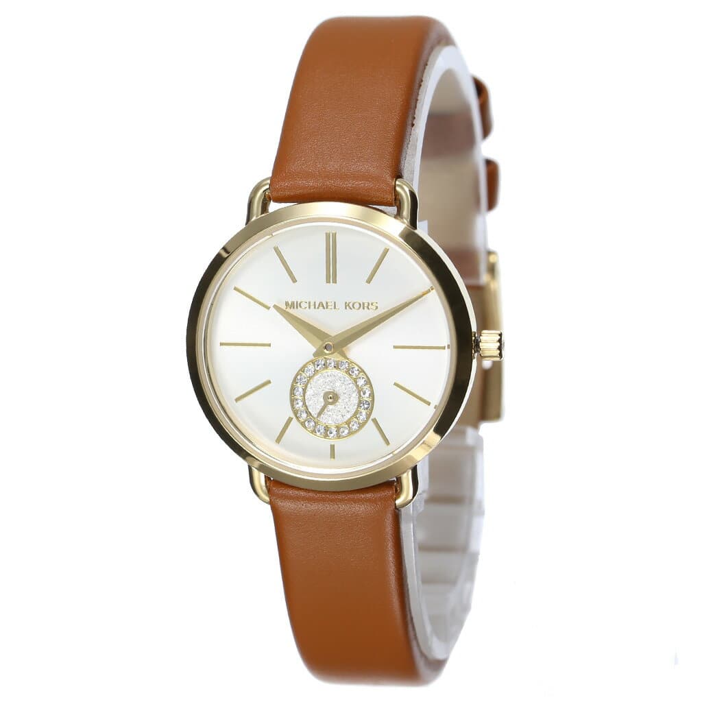  Shop Authentic Michael Kors Portia Quartz White Dial Brown Leather Strap Watch For Women - MK2734 - Luxxuri