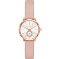  Shop Authentic Michael Kors Petite Portia Silver Dial Pink Rubber Strap Watch For Women - MK2735 - Luxxuri