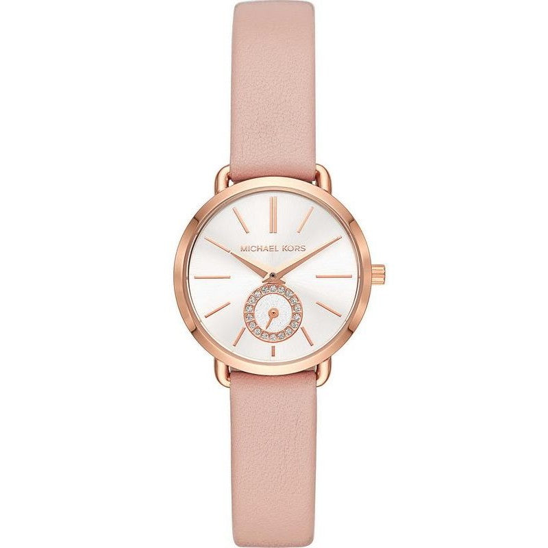  Shop Authentic Michael Kors Petite Portia Silver Dial Pink Rubber Strap Watch For Women - MK2735 - Luxxuri