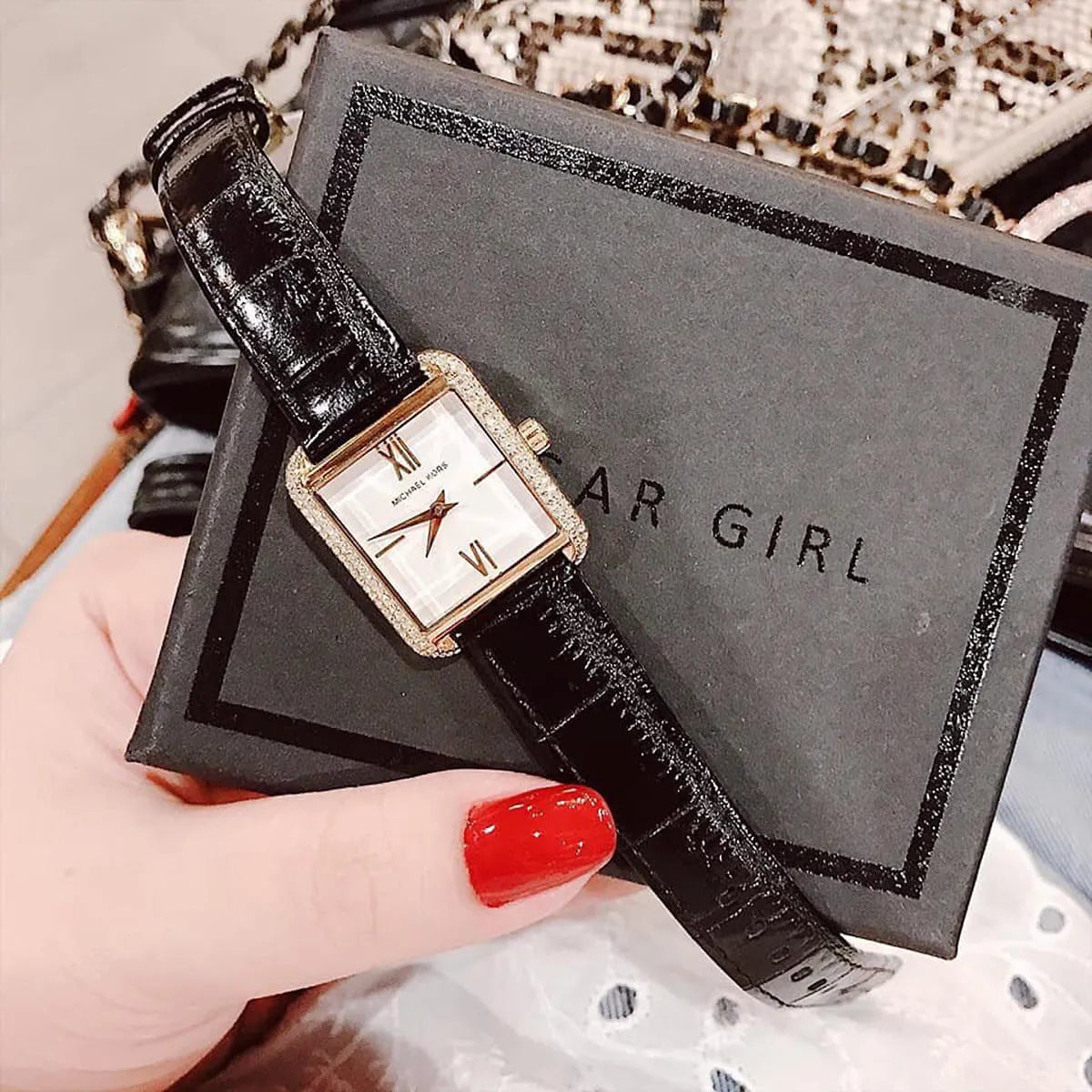  Shop Authentic Michael Kors Lake Quartz White Dial Black Leather Strap Watch For Women - MK2762 - Luxxuri