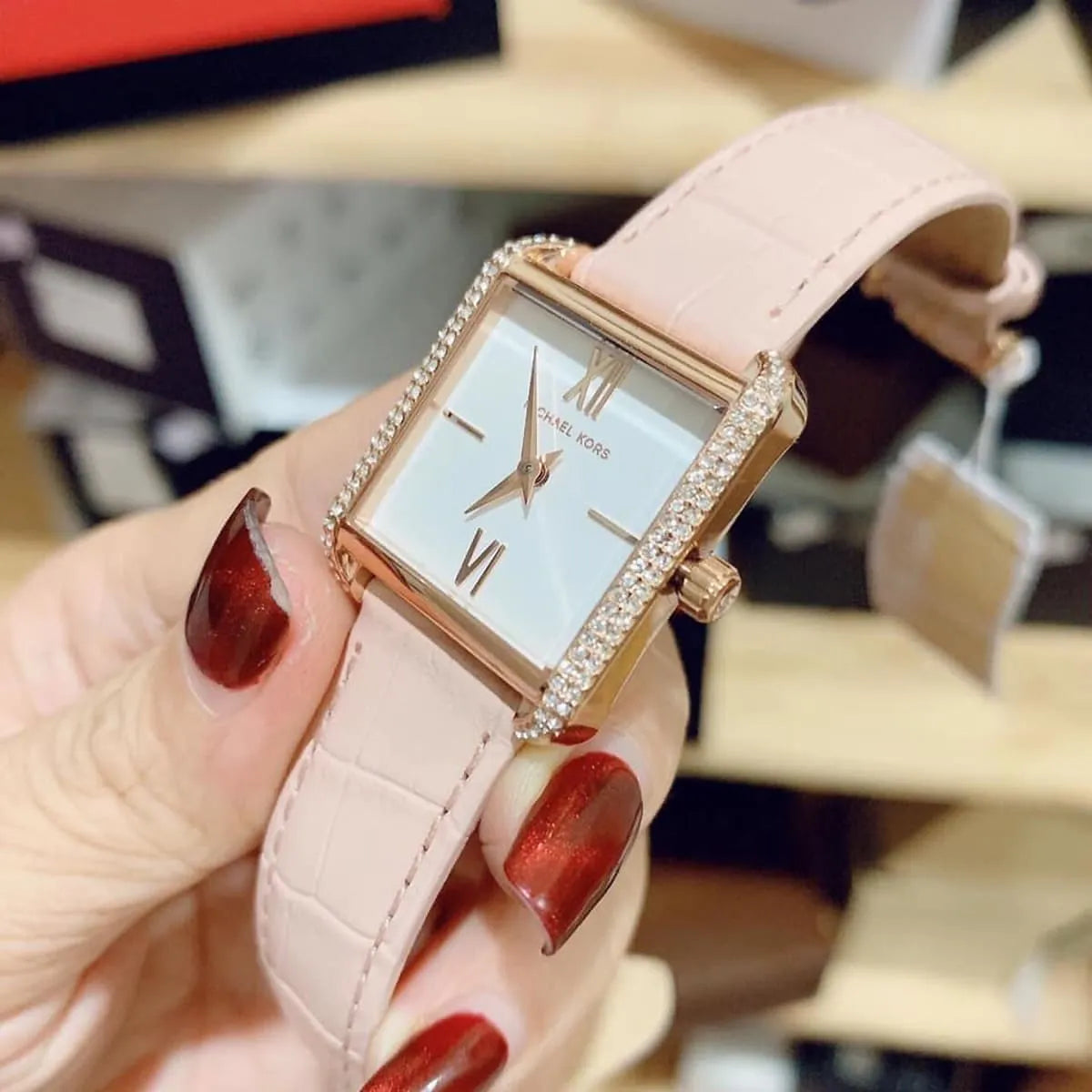  Shop Authentic Michael Kors Lake Quartz White Dial Pink Leather Strap Watch For Women - MK2763 - Luxxuri