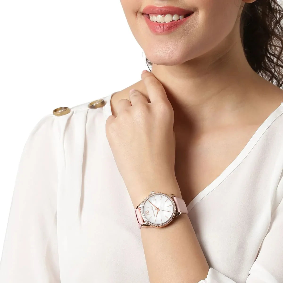  Shop Authentic Michael Kors Layton Three-Hand White Dial Pink Leather Strap Watch for Women - MK2909 - Luxxuri