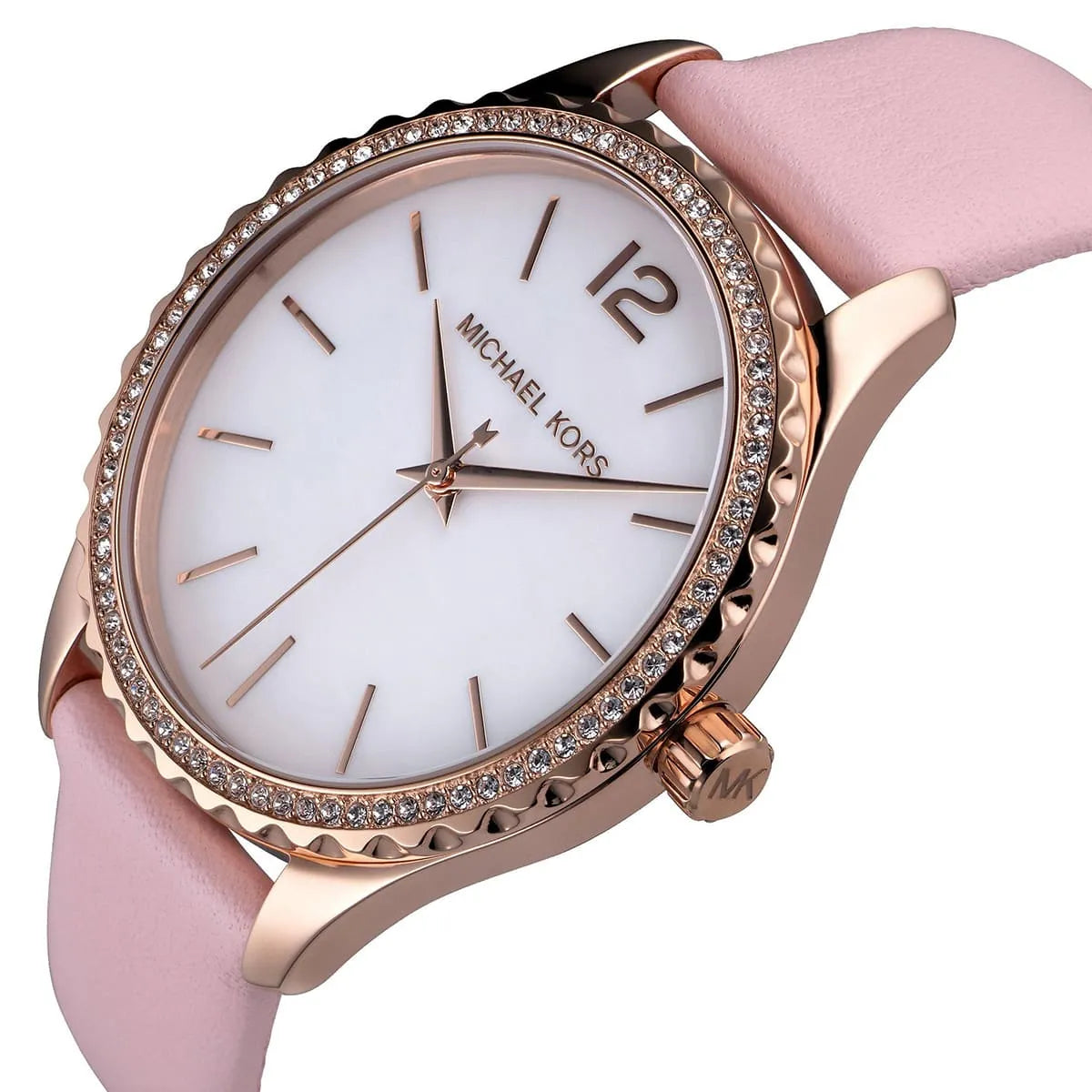  Shop Authentic Michael Kors Layton Three-Hand White Dial Pink Leather Strap Watch for Women - MK2909 - Luxxuri