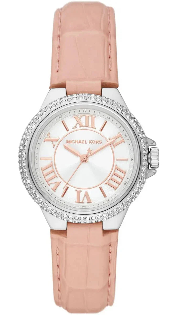 Shop Authentic Michael Kors Camille Three-Hand Crystals White Dial Pink Leather Strap Watch for Women - MK2963 - Luxxuri