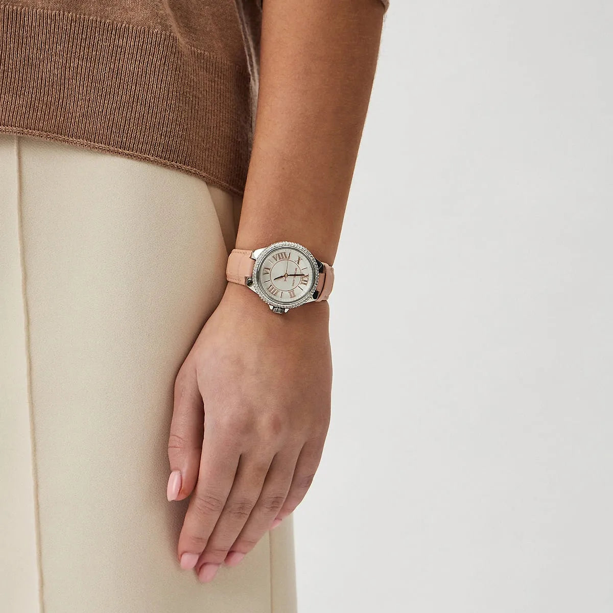  Shop Authentic Michael Kors Camille Three-Hand Crystals White Dial Pink Leather Strap Watch for Women - MK2963 - Luxxuri