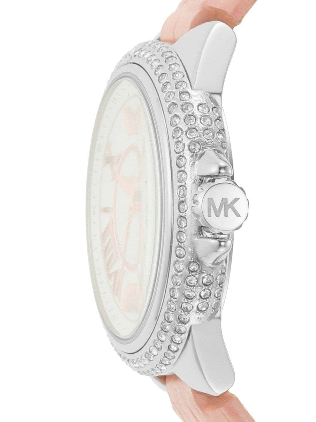 Michael Kors Camille Three-Hand Crystals White Dial Pink Leather Strap Watch for Women - MK2963