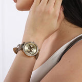  Shop Authentic Michael Kors Parker Three Hand Gold Dial Brown Leather Strap Watch For Women - MK2973 - Luxxuri