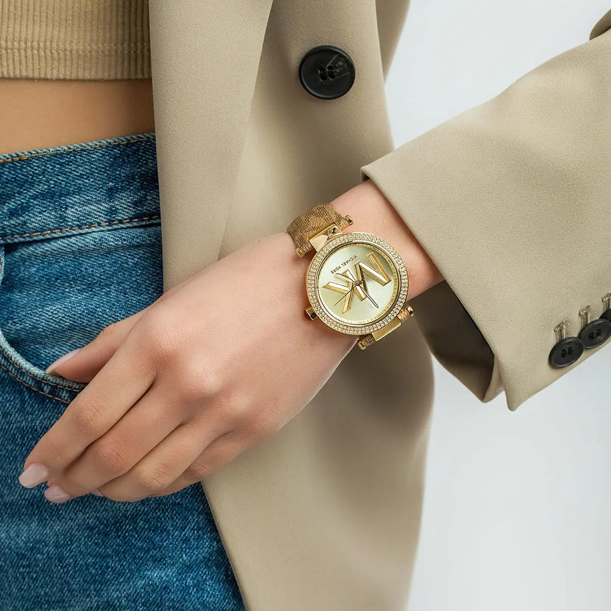  Shop Authentic Michael Kors Parker Three Hand Gold Dial Brown Leather Strap Watch For Women - MK2973 - Luxxuri