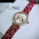  Shop Authentic Michael Kors Parker Rose Gold Dial Maroon Leather Strap Watch For Women - MK2974 - Luxxuri