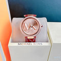 Shop Authentic Michael Kors Parker Rose Gold Dial Maroon Leather Strap Watch For Women - MK2974 - Luxxuri