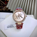  Shop Authentic Michael Kors Parker Rose Gold Dial Maroon Leather Strap Watch For Women - MK2974 - Luxxuri