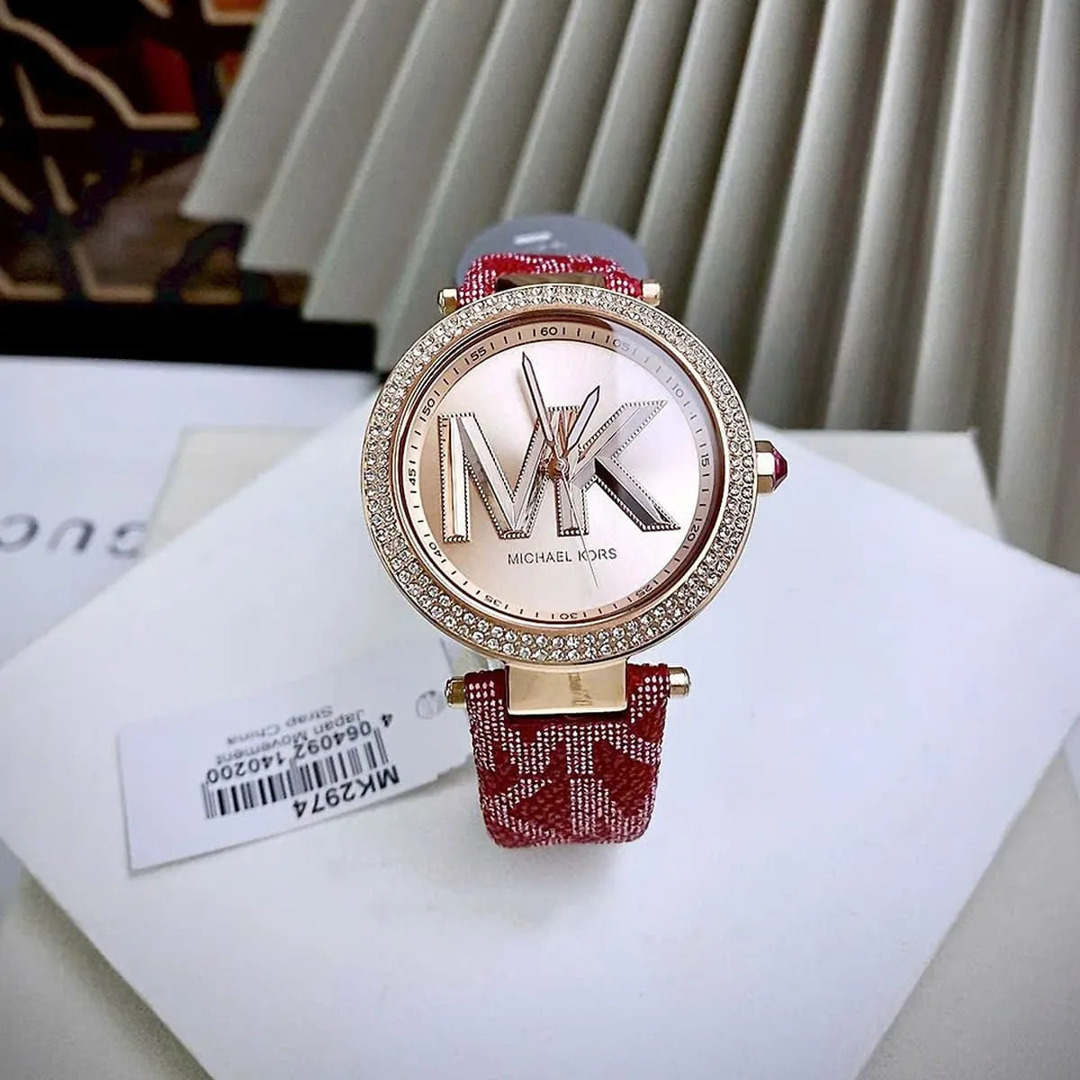  Shop Authentic Michael Kors Parker Rose Gold Dial Maroon Leather Strap Watch For Women - MK2974 - Luxxuri
