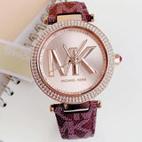  Shop Authentic Michael Kors Parker Rose Gold Dial Maroon Leather Strap Watch For Women - MK2974 - Luxxuri