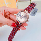  Shop Authentic Michael Kors Parker Rose Gold Dial Maroon Leather Strap Watch For Women - MK2974 - Luxxuri