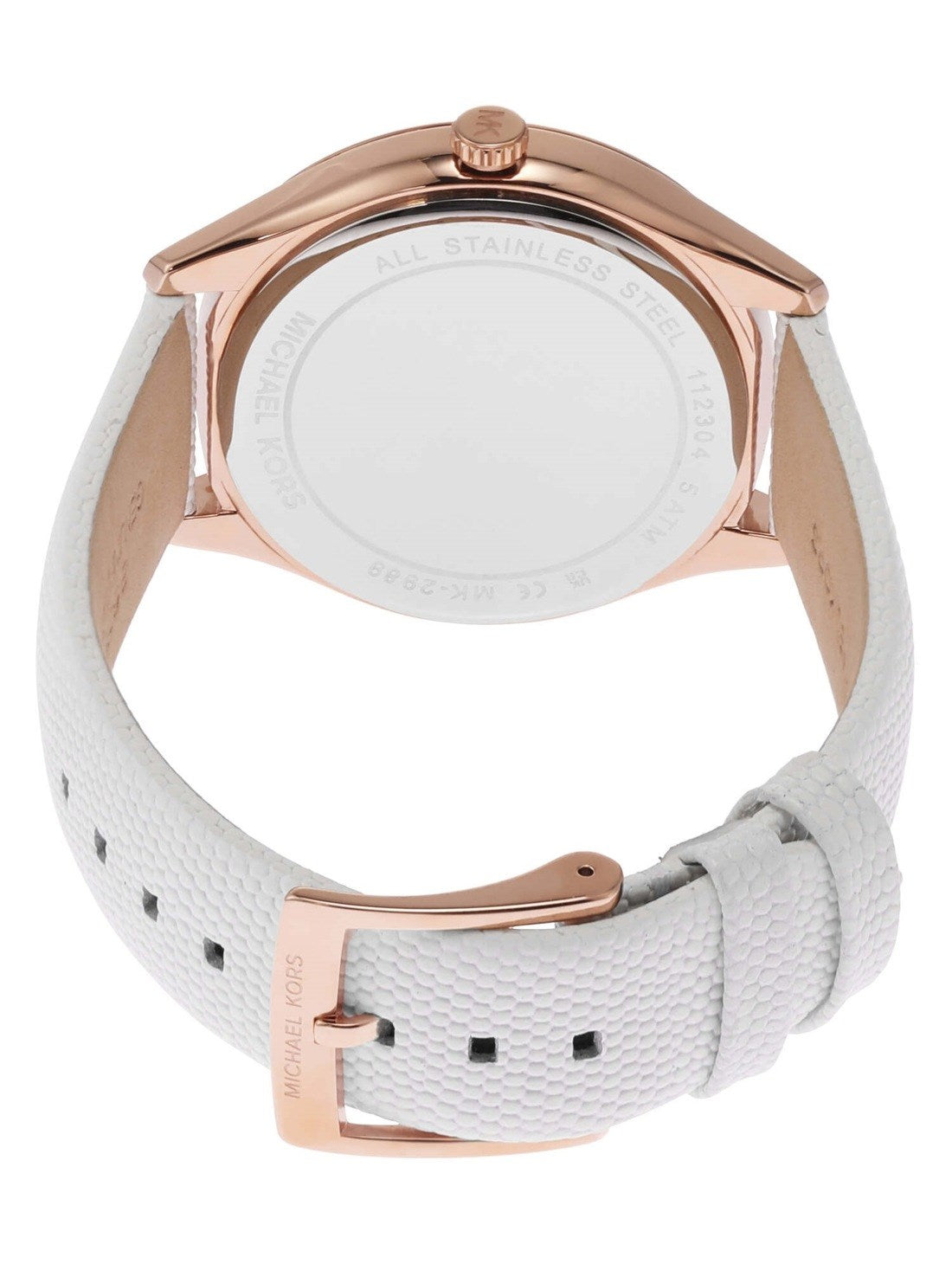  Shop Authentic Michael Kors Harlowe Analog Rose Gold Dial White Leather Strap Watch For Women - MK2989 - Luxxuri