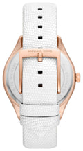  Shop Authentic Michael Kors Harlowe Analog Rose Gold Dial White Leather Strap Watch For Women - MK2989 - Luxxuri