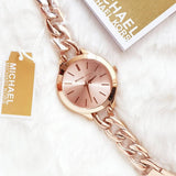  Shop Authentic Michael Kors Slim Runway Rose Gold Dial Rose Gold Steel Strap Watch for Women - MK3223 - Luxxuri