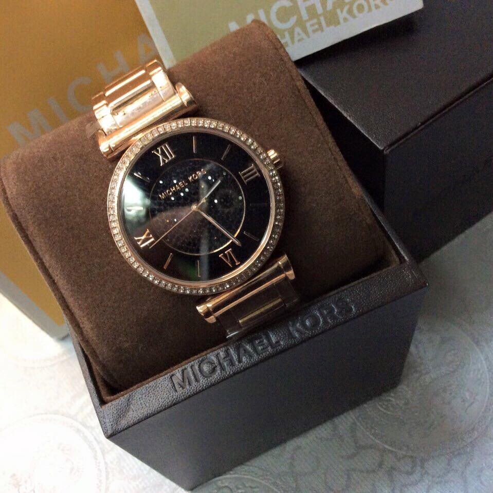  Shop Authentic Michael Kors Catlin Black Diamonds Dial Rose Gold Steel Strap Watch for Women - MK3356 - Luxxuri