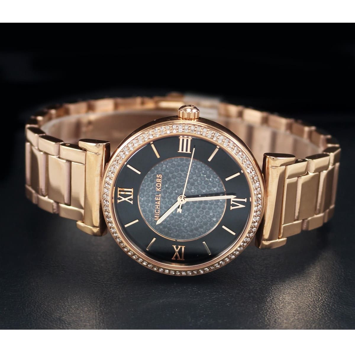  Shop Authentic Michael Kors Catlin Black Diamonds Dial Rose Gold Steel Strap Watch for Women - MK3356 - Luxxuri