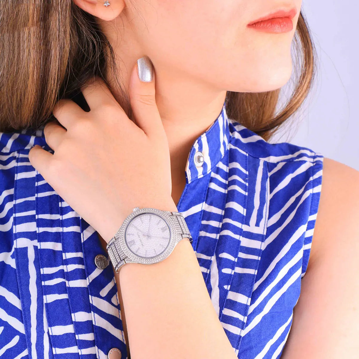  Shop Authentic Michael Kors Kerry Crystal Pave Silver Dial Silver Steel Strap Watch For Women - MK3359 - Luxxuri