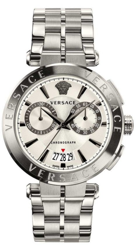  Shop Authentic Versace Aion Chronograph White Dial Silver Steel Strap Watch for Men - VBR040017 - Luxxuri