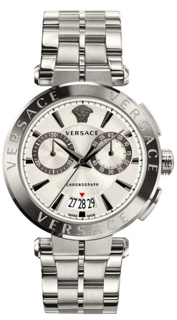  Shop Authentic Versace Aion Chronograph White Dial Silver Steel Strap Watch for Men - VBR040017 - Luxxuri
