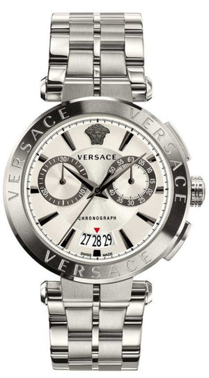  Shop Authentic Versace Aion Chronograph White Dial Silver Steel Strap Watch for Men - VBR040017 - Luxxuri