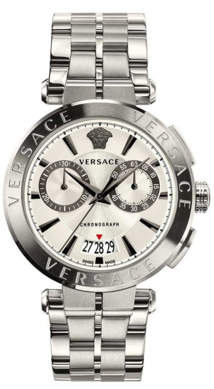  Shop Authentic Versace Aion Chronograph White Dial Silver Steel Strap Watch for Men - VBR040017 - Luxxuri