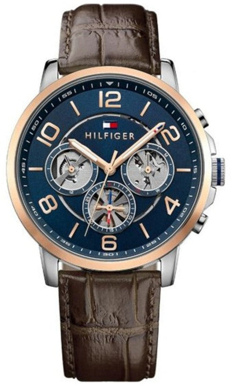  Shop Authentic Tommy Hilfiger Keagan Chronograph Blue Dial Brown Leather Strap Watch for Men - 1791290 - Luxxuri