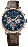  Shop Authentic Tommy Hilfiger Keagan Chronograph Blue Dial Brown Leather Strap Watch for Men - 1791290 - Luxxuri
