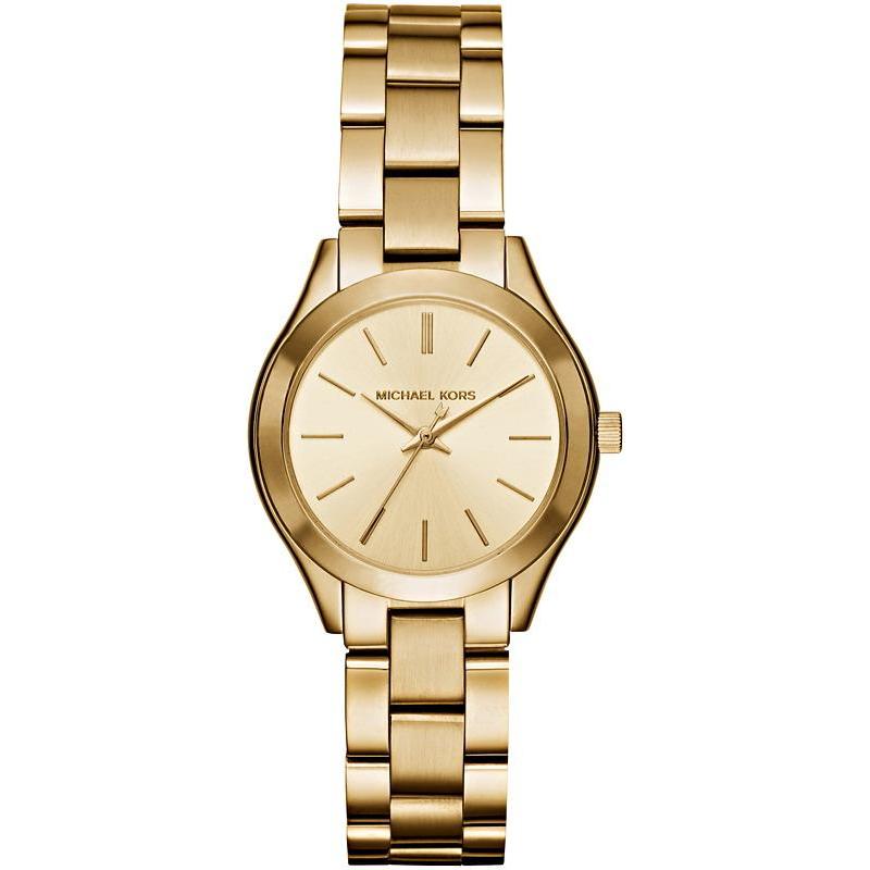  Shop Authentic Michael Kors Mini Runway Slim Gold Dial Gold Steel Strap Watch for Women - MK3512 - Luxxuri