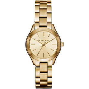  Shop Authentic Michael Kors Mini Runway Slim Gold Dial Gold Steel Strap Watch for Women - MK3512 - Luxxuri