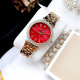  Shop Authentic Michael Kors Darci Quartz Mother of Pearl Red Dial Gold Steel Strap Watch For Women - MK3583 - Luxxuri