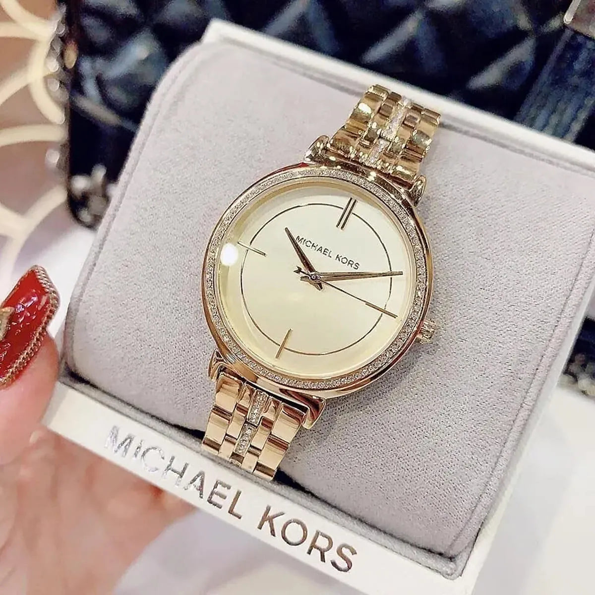  Shop Authentic Michael Kors Cinthia Quartz Gold Dial Gold Steel Strap Watch For Women - MK3681 - Luxxuri